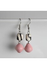 Bone with Paper Bead Earrings