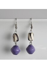 Bone with Paper Bead Earrings