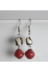 Bone with Paper Bead Earrings