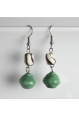 Bone with Paper Bead Earrings