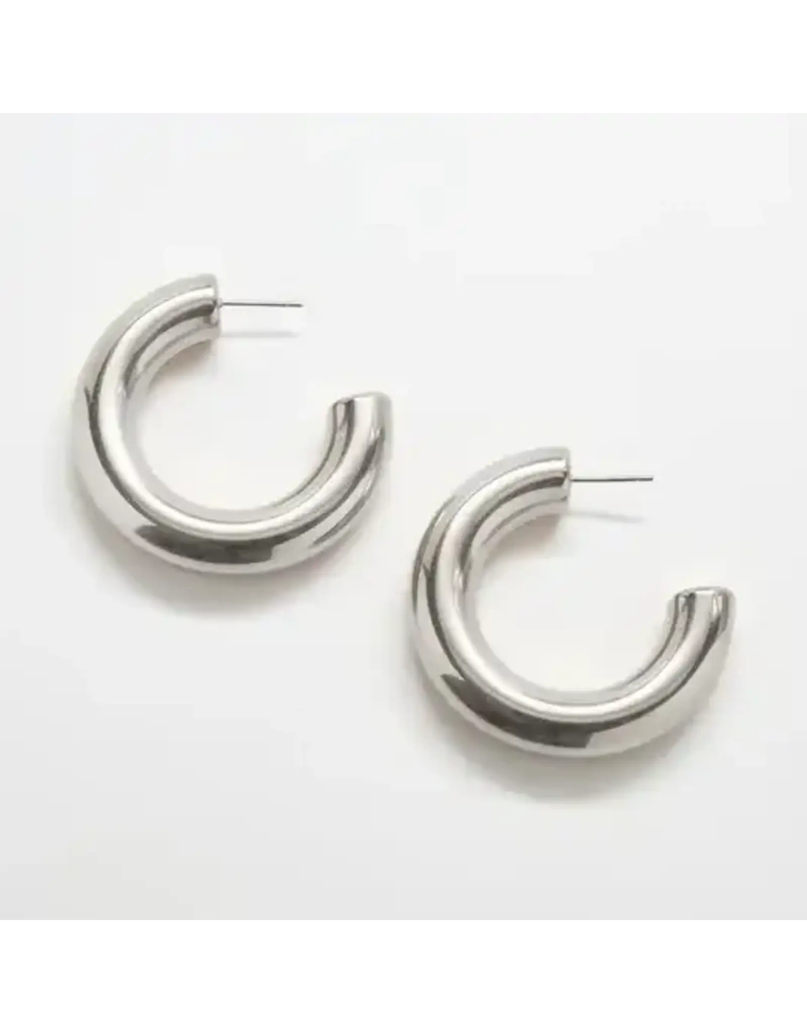 Silver Plated Chunky Hoop Earrings