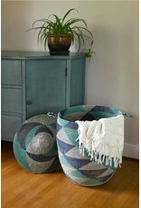 Large Blue & White Hamper Basket