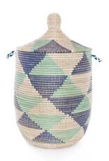 Large Blue & White Hamper Basket