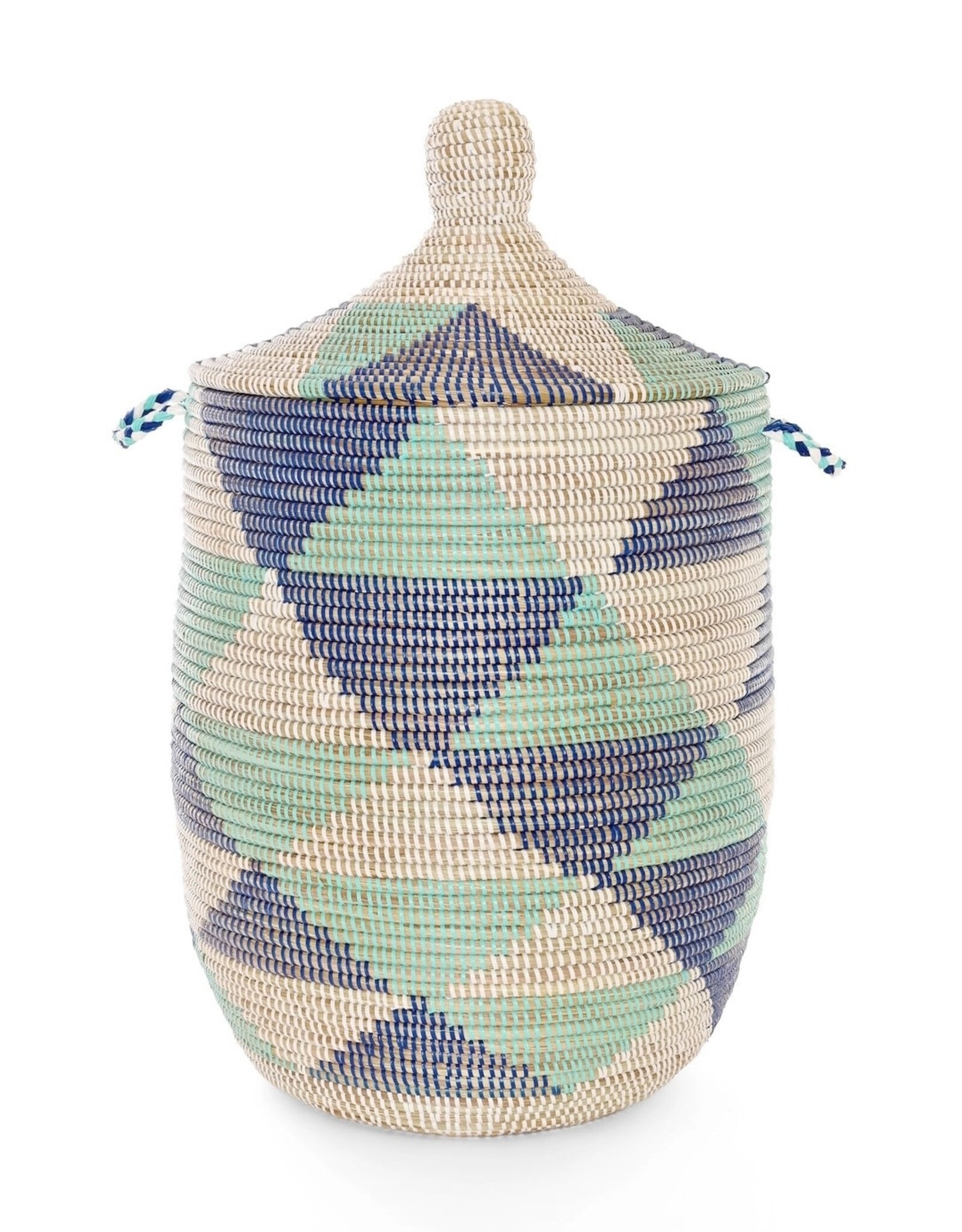 Large Blue & White Hamper Basket