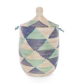 Large Blue & White Hamper Basket