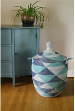 Large Blue & White Hamper Basket