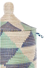 Large Blue & White Hamper Basket