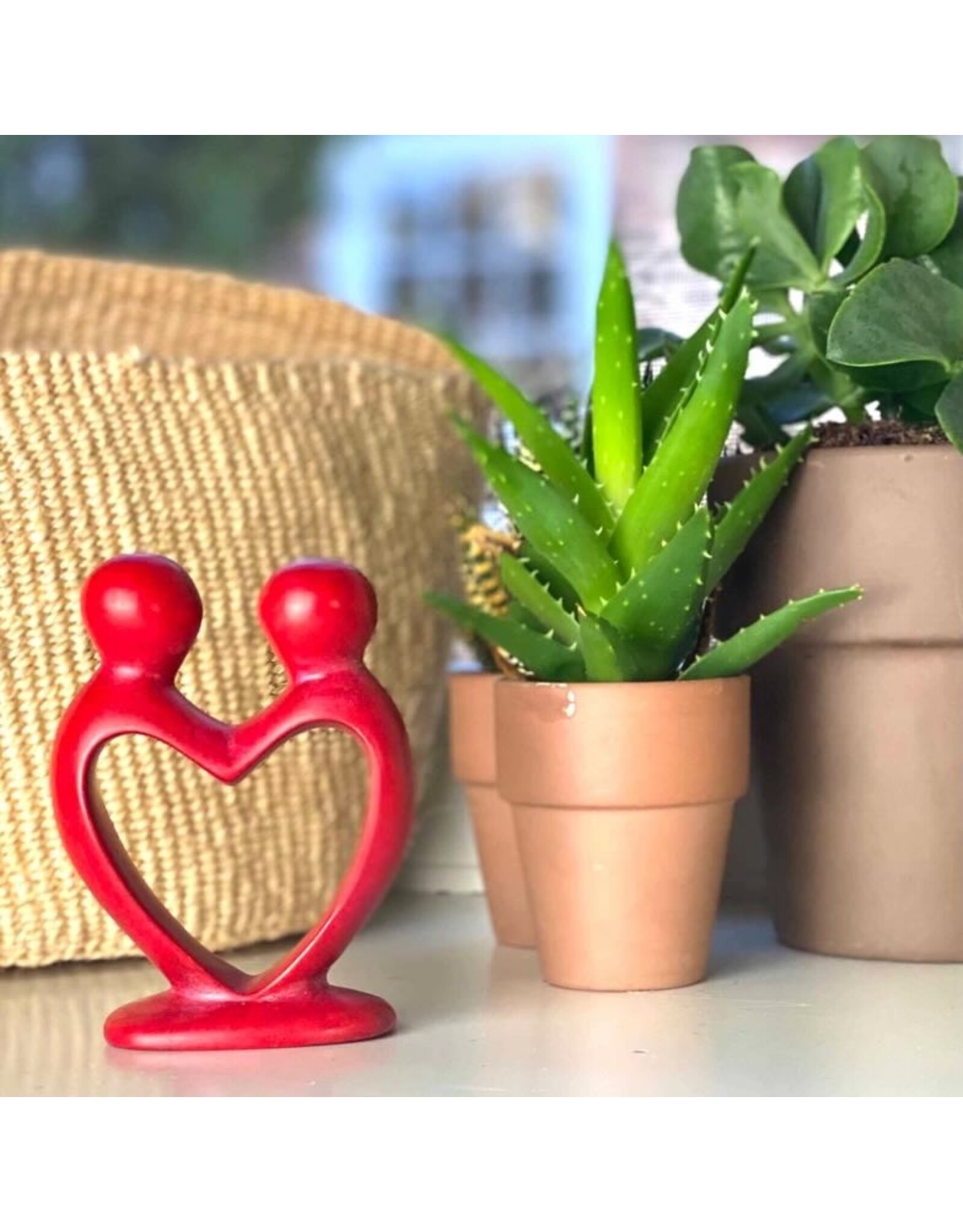 Lover's Heart Soapstone Sculpture in Red