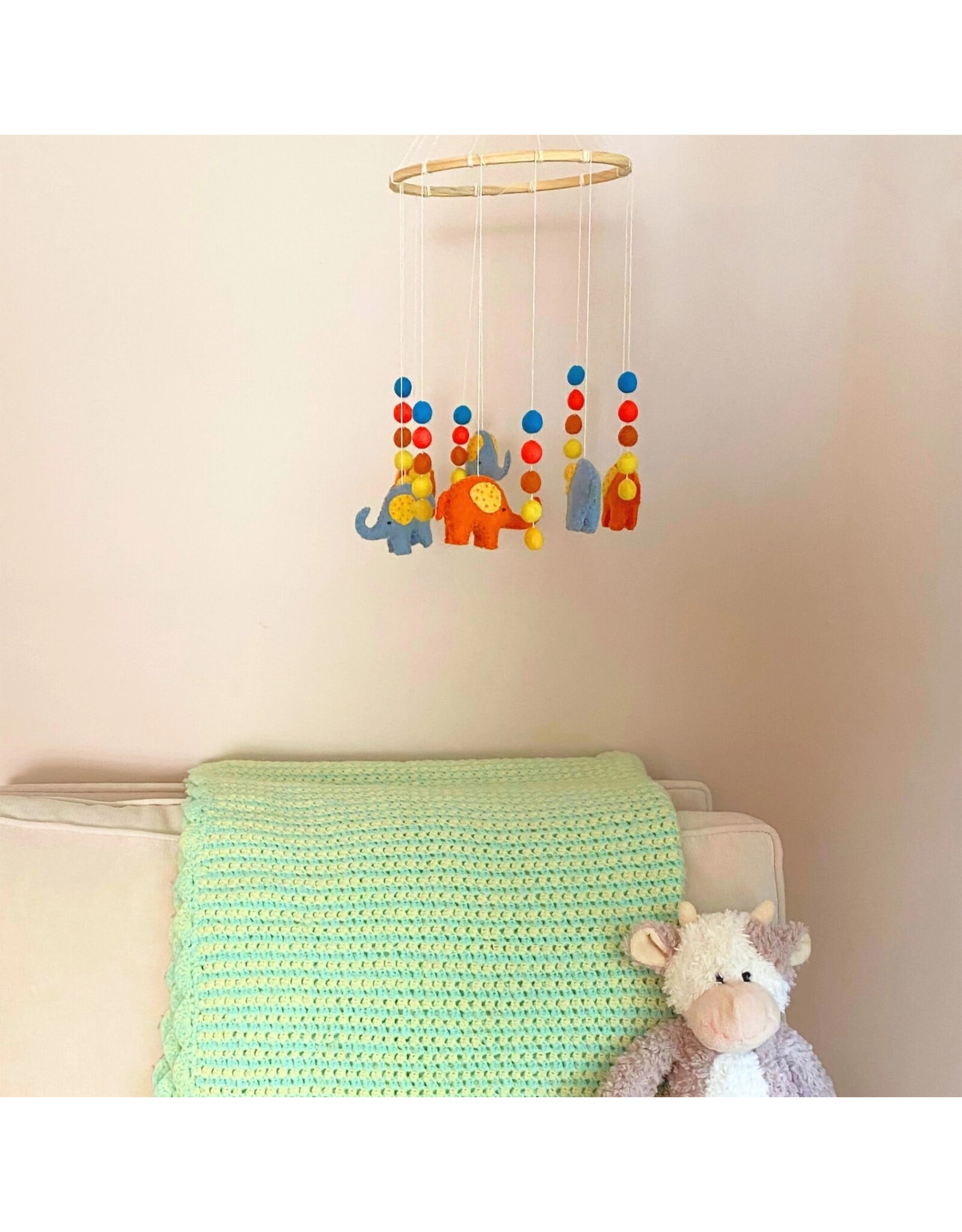 Handmade Felt Elephant Mobile