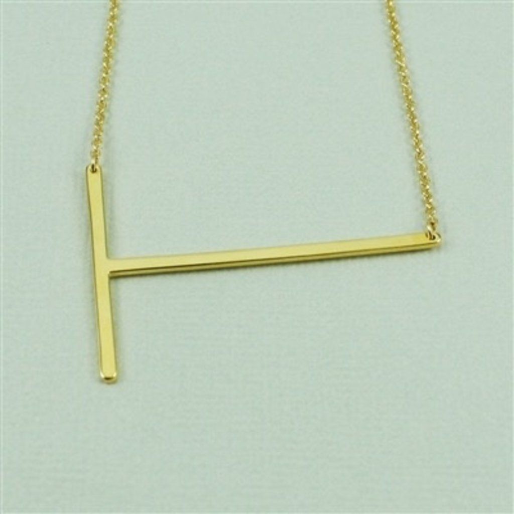 Cool And Interesting Gold Plated Large Sideways Initial Necklace T Designed Treasures