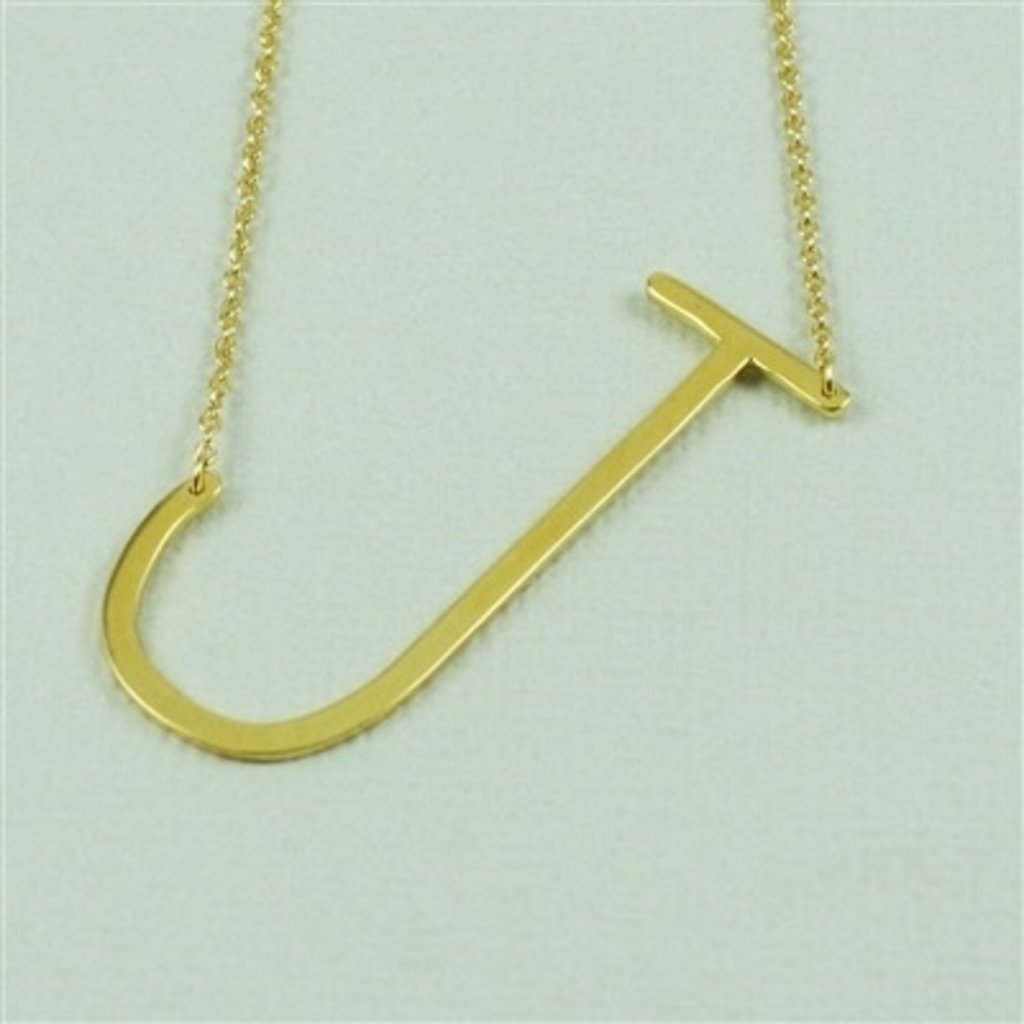 Letter Pendant Necklace for Women Gold Sideway Large Initial