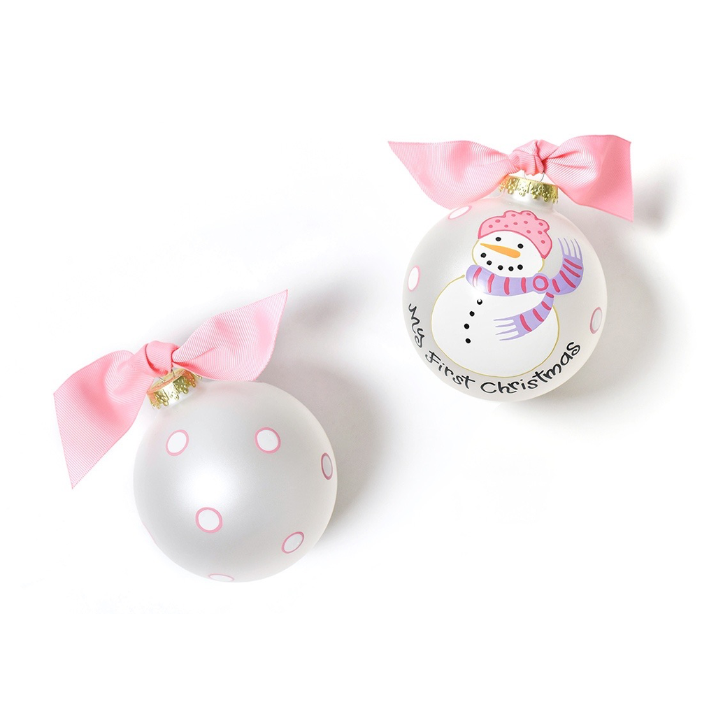 Coton Colors - My First Ornament Snowman Girl Glass Ornament