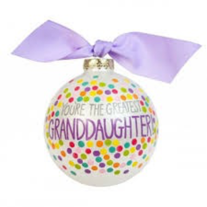 Coton Colors You're the Greatest Granddaughter Bright Confetti Glass Ornament