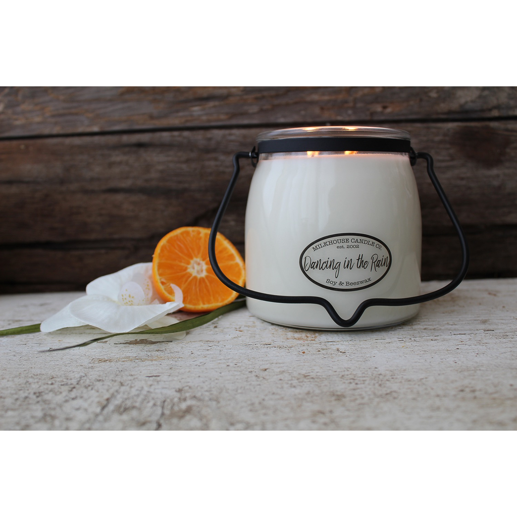 Milkhouse Candle Creamery Milkhouse Candle Creamery Butter Jar 16 oz:  Dancing in the Rain