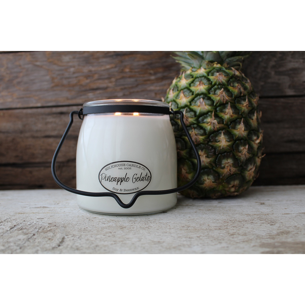 Milkhouse Candle Creamery Butter Jar 16 oz:  Pineapple Gelato