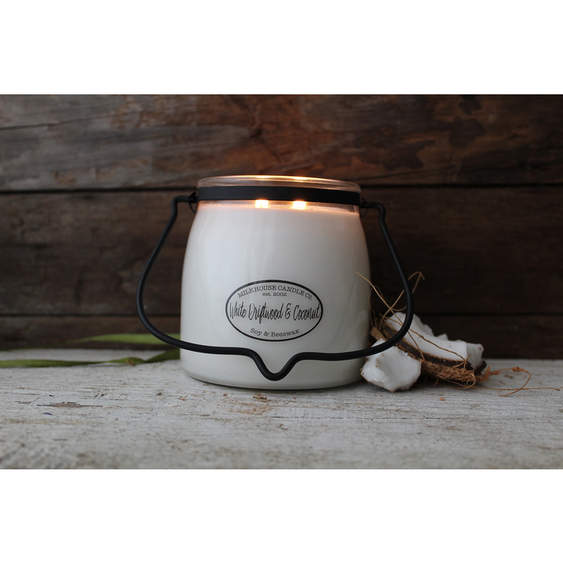 White Driftwood & Coconut 16 oz  Butter Jar Candle