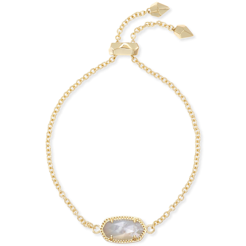Elaina Adjustable Bracelet in Gold Ivory Mother of Pearl
