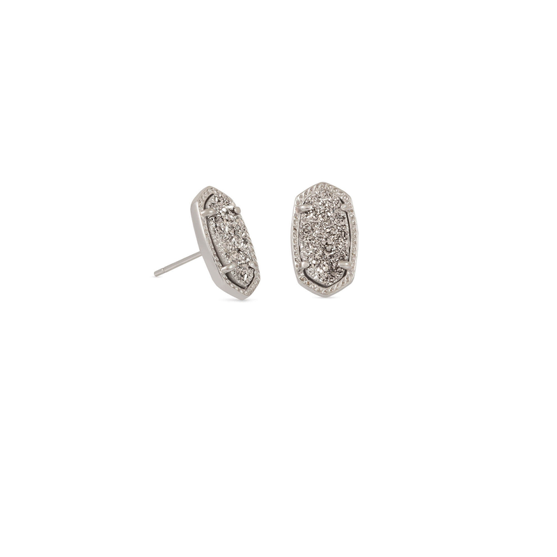 Ellie Earrings in Silver Platinum Drusy