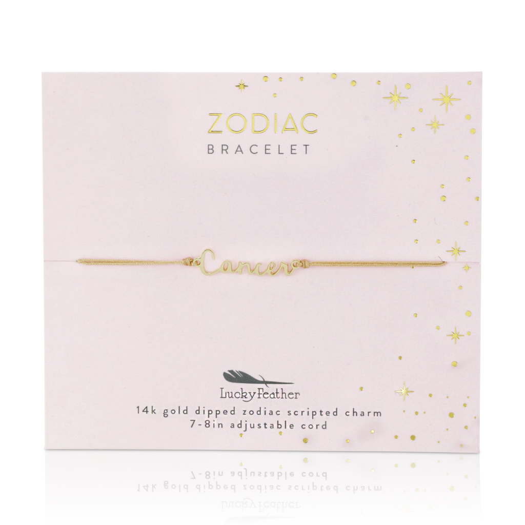 Lucky Feather Zodiac Cord Bracelet Gold - Cancer