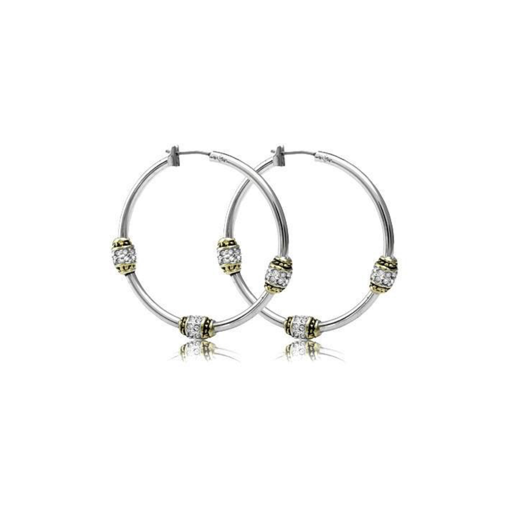 John Medeiros - Beaded Pavé Triple Bead Hoop Earrings