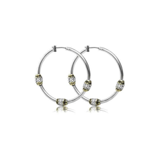 John Medeiros - Beaded Pavé Triple Bead Hoop Earrings