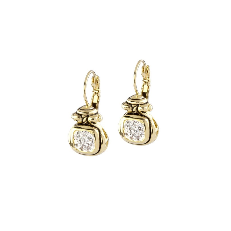 John Medeiros Anvil Gold & Pavé French Wire Earrings