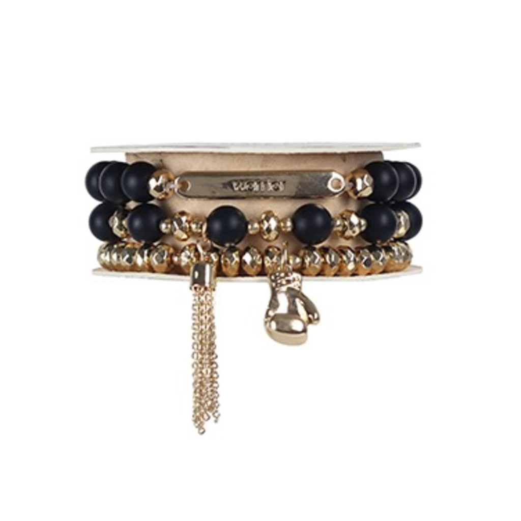 Soul Stacks - Warrior Black Agate Bracelet Set