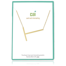Cool and Interesting - Gold Plated Medium Sideways Initial Necklace - T