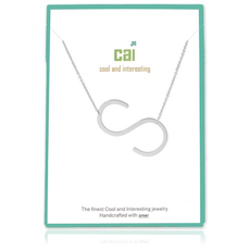 Cool and Interesting Cool and Interesting - Silver Plated Medium Sideways Initial Necklace - S