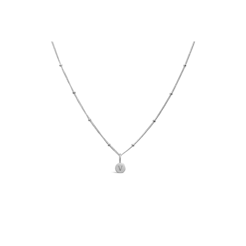 Stia Jewelry Love Letters - Mini Disk Letter Necklace/V
