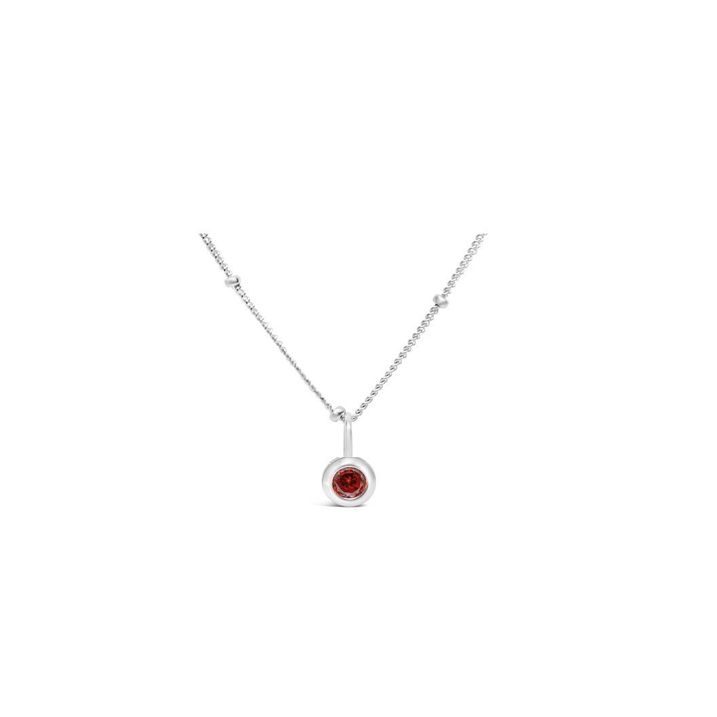 Stia Jewelry CZ Bezel Necklace - Garnet/January