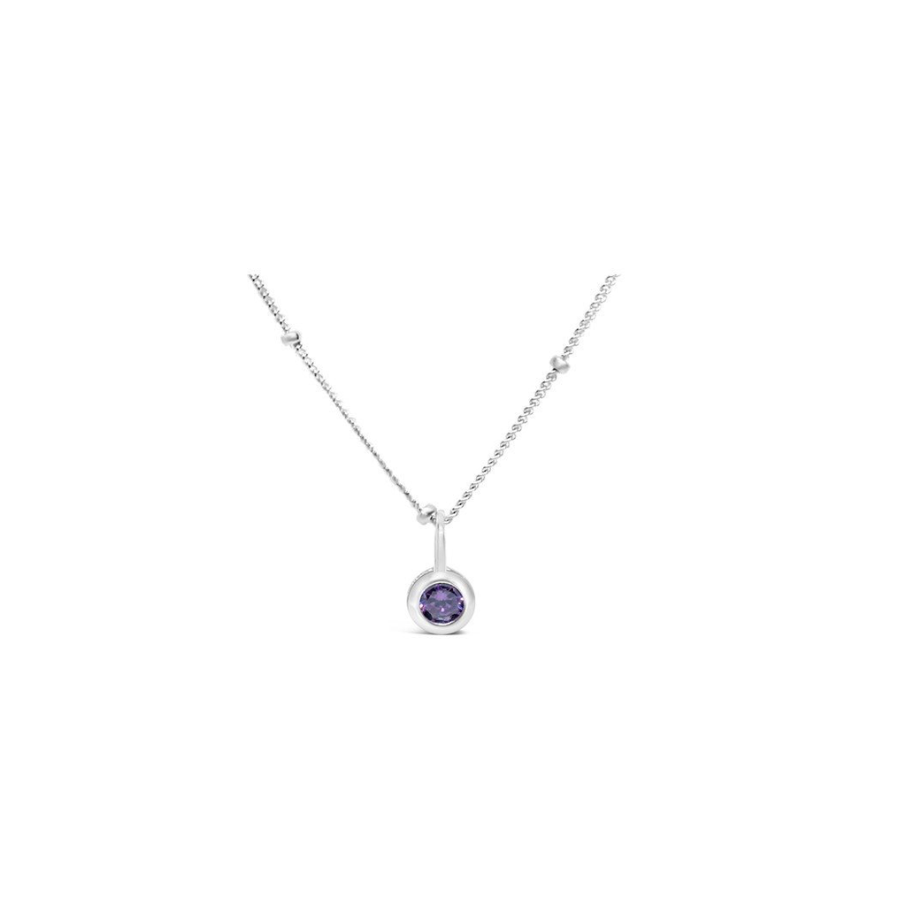 Stia Jewelry CZ Bezel Necklace - Amethyst/February