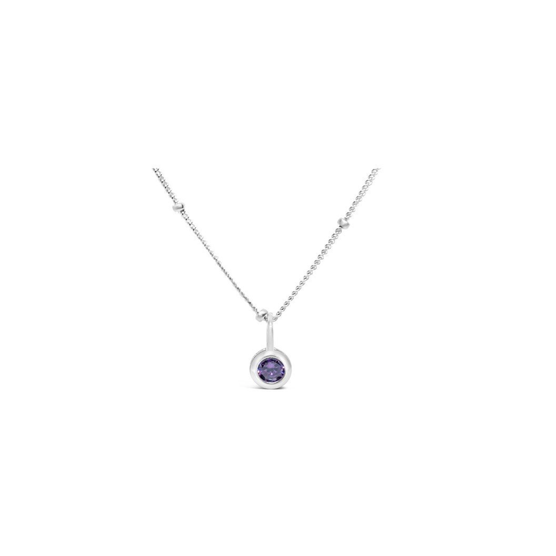 Stia Jewelry CZ Bezel Necklace - Amethyst/February