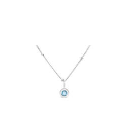 Stia Jewelry CZ Bezel Necklace - Aquamarine/March