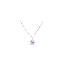 Stia Jewelry CZ Bezel Necklace - Pink Tourmaline/October