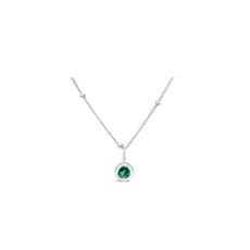 Stia Jewelry CZ Bezel Necklace - Emerald/May