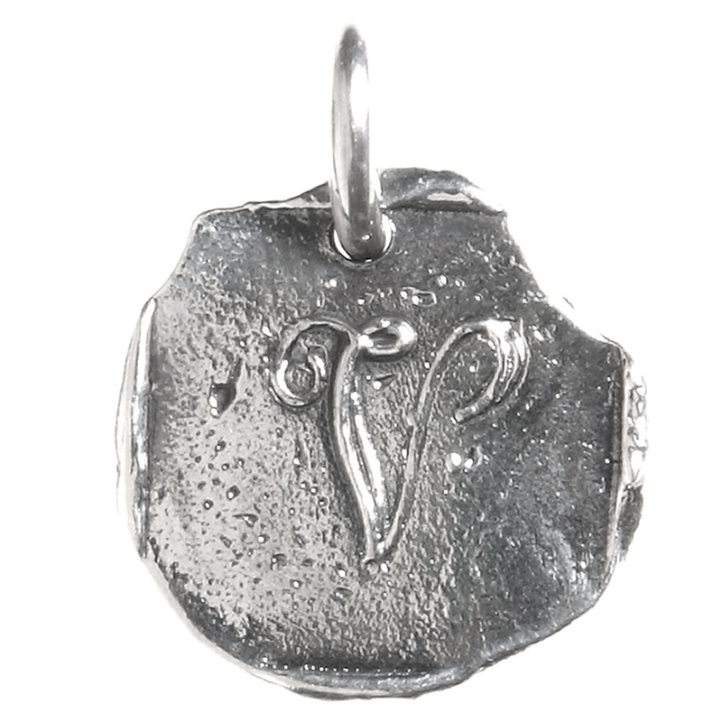 Waxing Poetic Baby Insignia Charm- Silver- Letter V