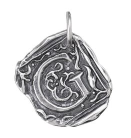 Waxing Poetic Square Insignia Charm- Silver- Letter G