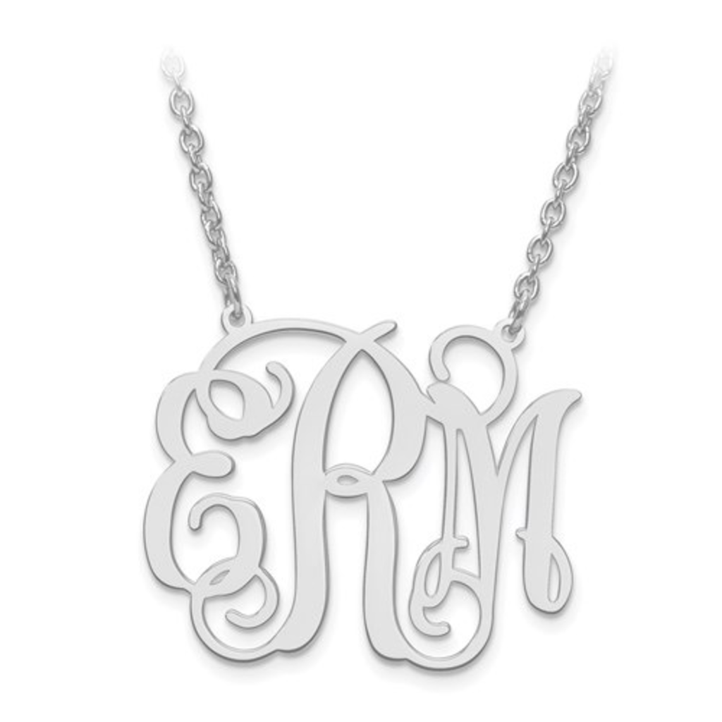 Sterling Silver High Polish Monogram Necklace/Medium (1.25")