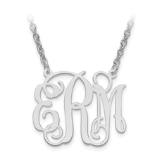 Sterling Silver High Polish Monogram Necklace (7/8")