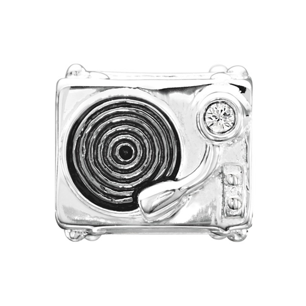 Chamilia Sterling SIlver - You Spin Me Record Player - Swarovski Crystal & Black Rhodium Plating - Tray 1