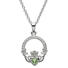 ShanOre Claddagh Birthstone August Pendant Adorned with Swarovski Crystal