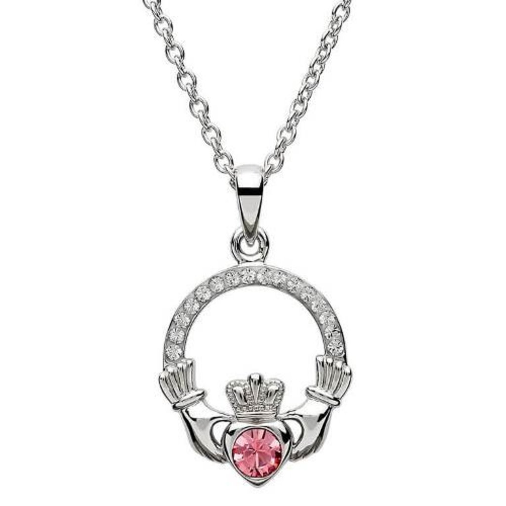 ShanOre ShanOre Claddagh Birthstone October Pendant Adorned with Swarovski Crystal