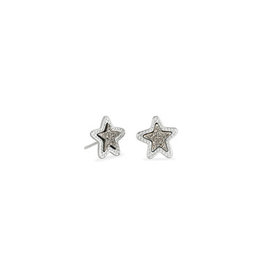 Jae Star Stud Earrings in Silver Platinum Drusy
