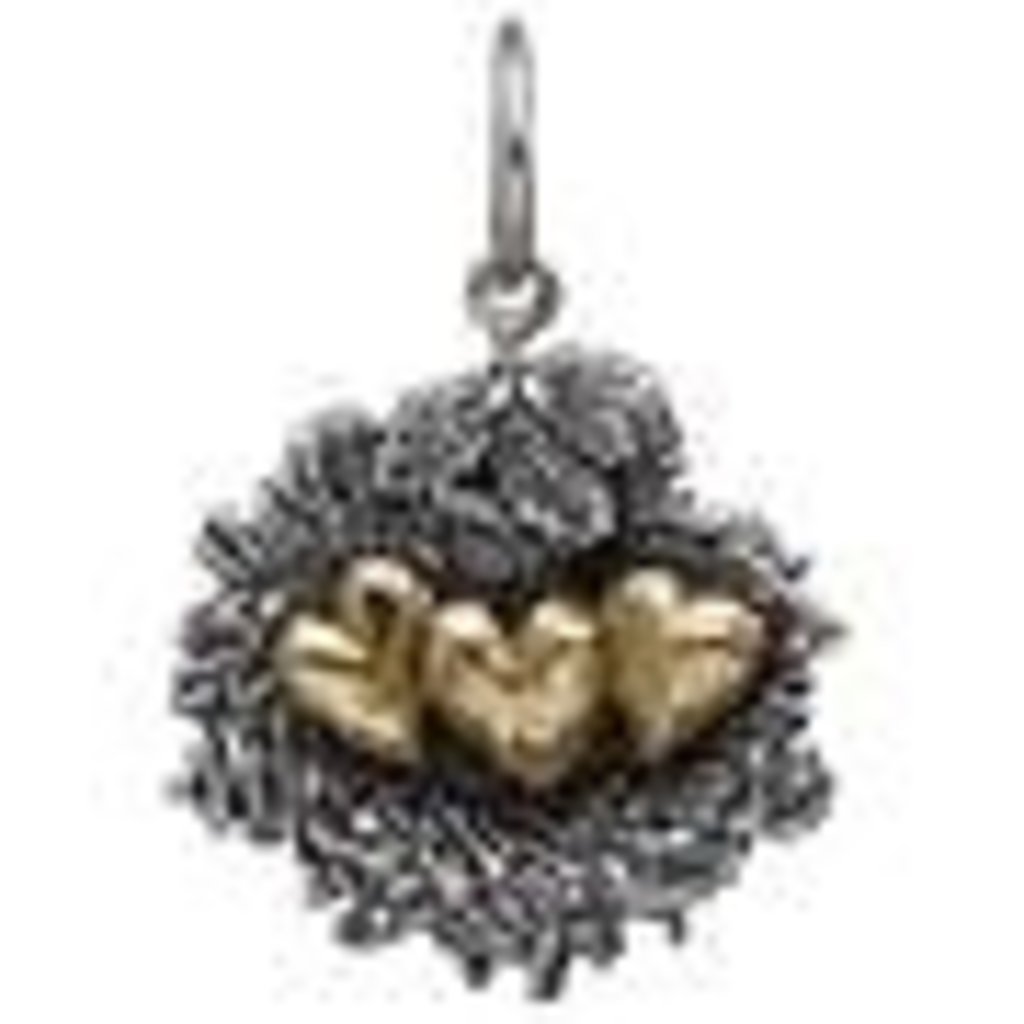 Waxing Poetic Bundled by Love Nest Charm - Silver/Brass - 3 Heart