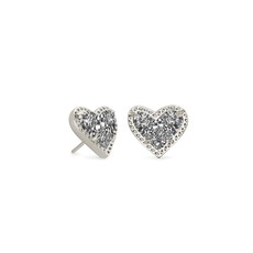 Kendra Scott Ari Heart Stud Earrings in Silver Platinum Drusy