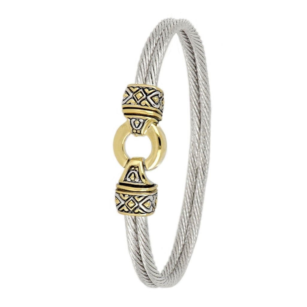 John Medeiros - Antiqua Gold Circle Double Wire Bracelet - 6.5"