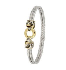 Antiqua Gold Circle Double Wire Bracelet - 6.5"