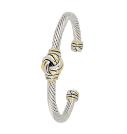 Infinity Knot Two Tone Center Wire Cuff Bracelet