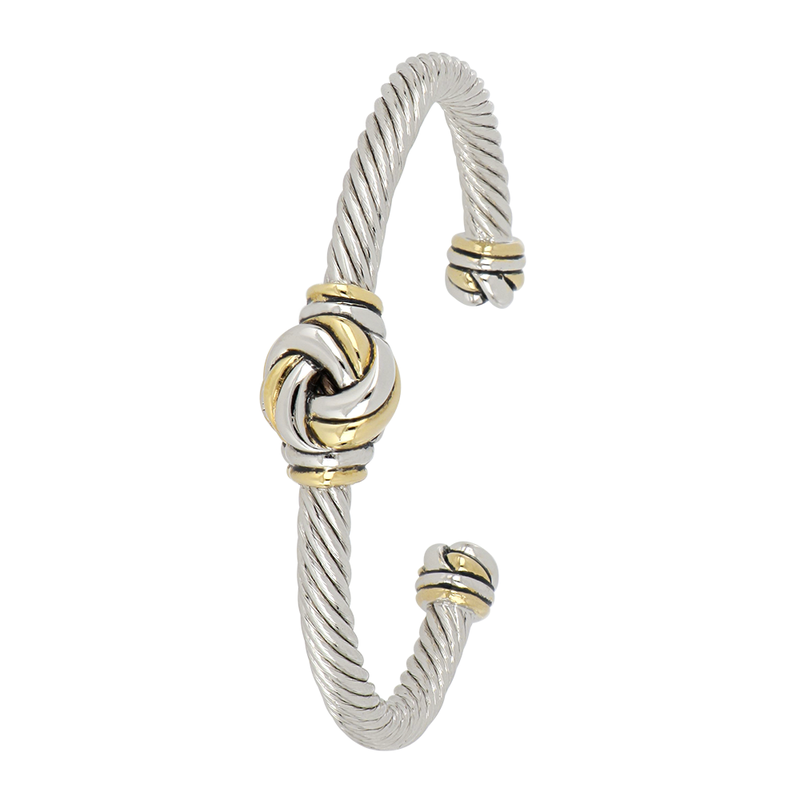 Infinity Knot Two Tone Center Wire Cuff Bracelet